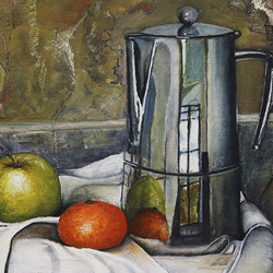 Still Life - Coffee Pot and Fruit